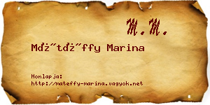 Mátéffy Marina névjegykártya